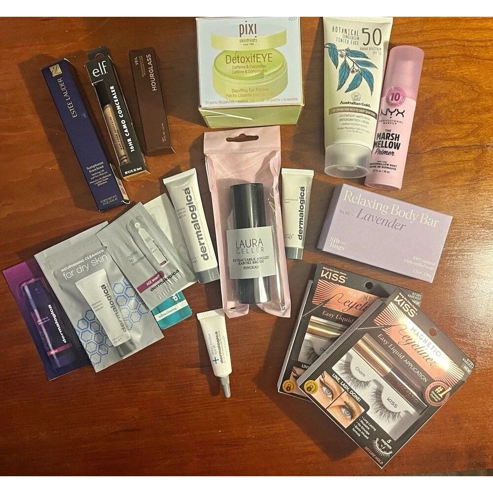 Assorted Estee Lauder e.l.f. Hourglass Pixi NYX Makeup & Skincare Lot SPF